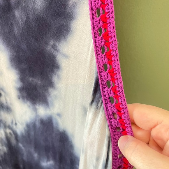 Natural Life Tie Dye Maxi Dress L XL Crochet Trim Tank Style - Picture 4 of 6